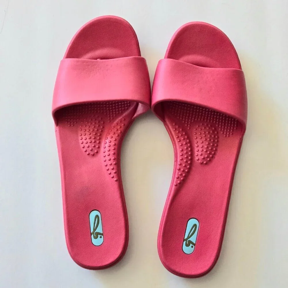 OKA-B Grace Pink Spa Style Ergonomic Slides Sandals Women's LL (11-12)